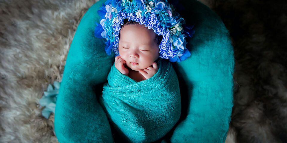 Baby wrapped in blanket