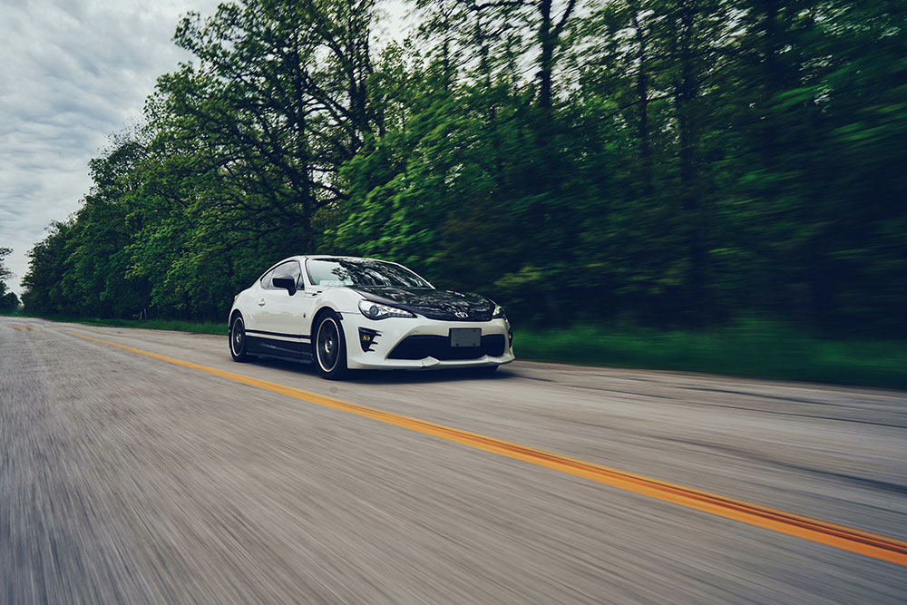 Car moving with blurred background