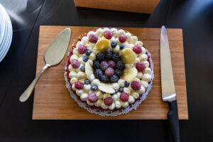 Cake on cutting board