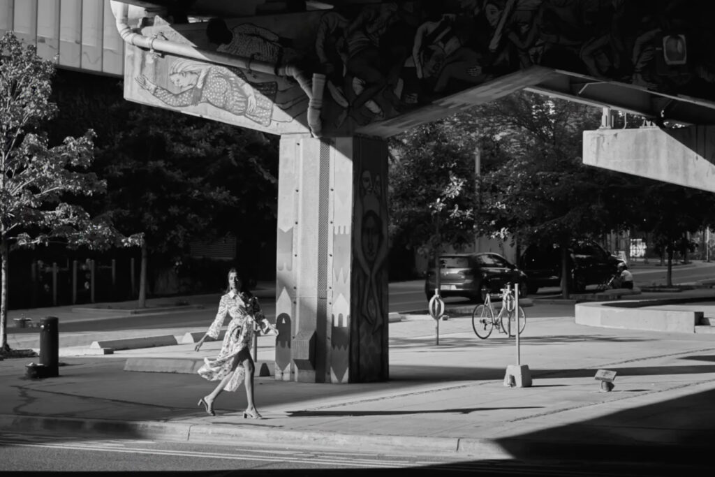 Lady walking down the street