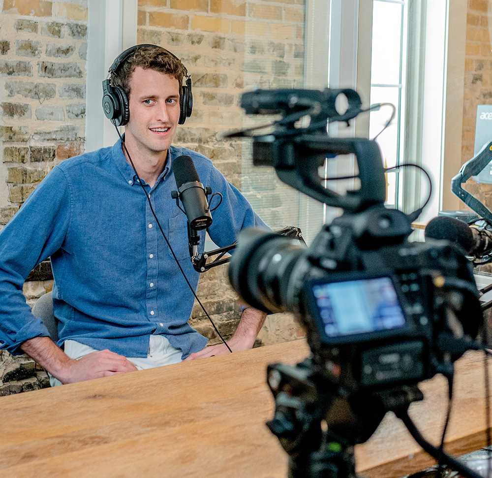 Video recording of podcast