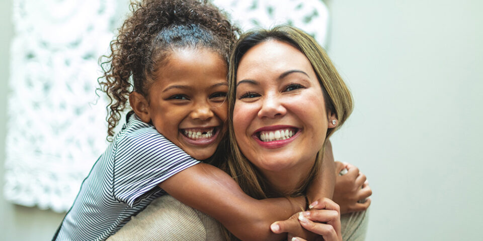 Mom and Daughter Portrait at Home