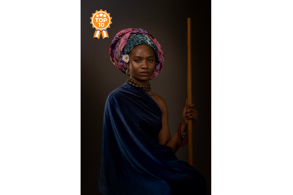 Tribal girl holding stick