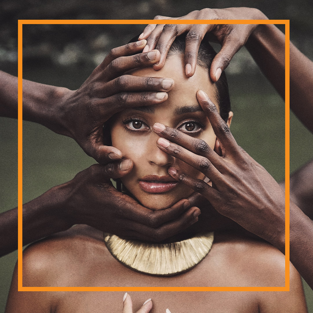 Hands on lady's face