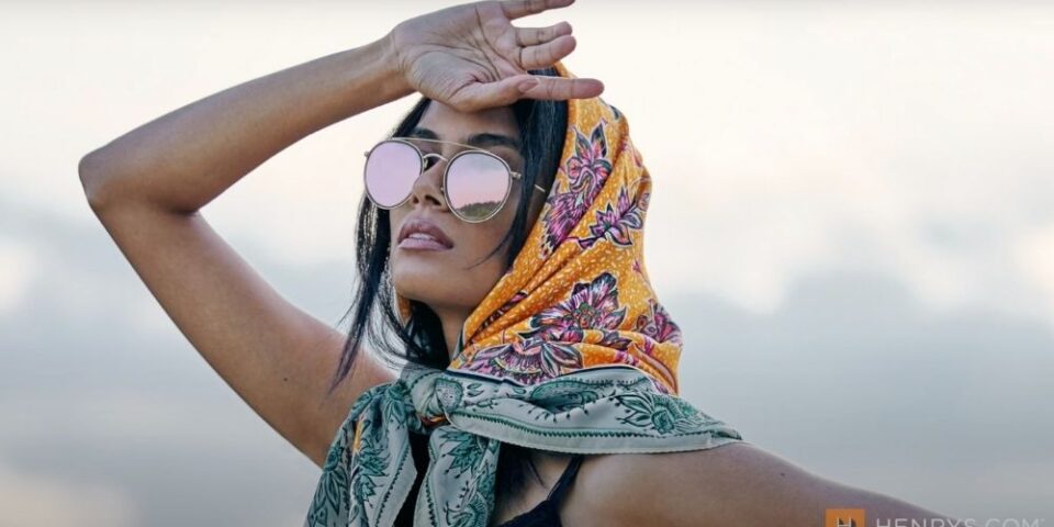 Lady wearing scarf on her head