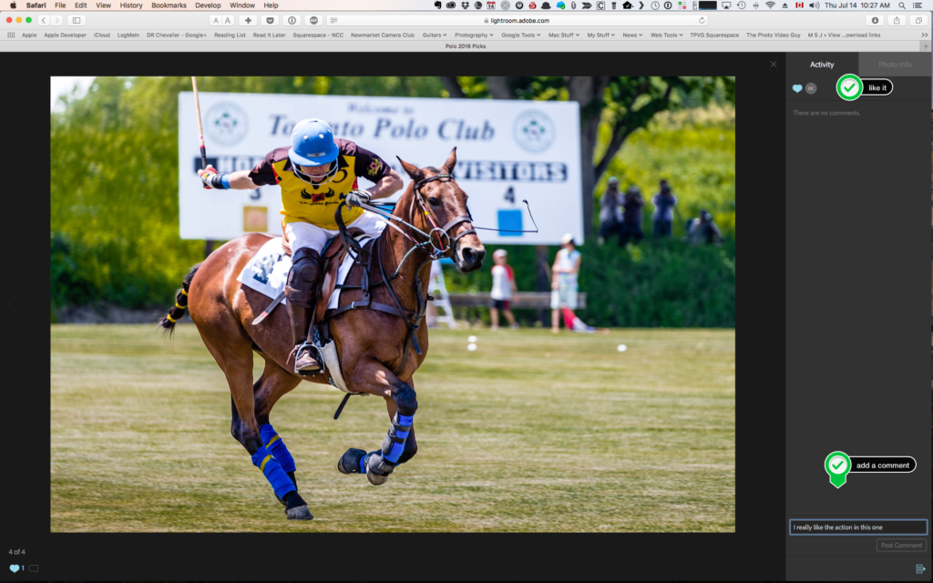 Figure 7 : What the viewer sees on the Internet. They can favourite and add a comment