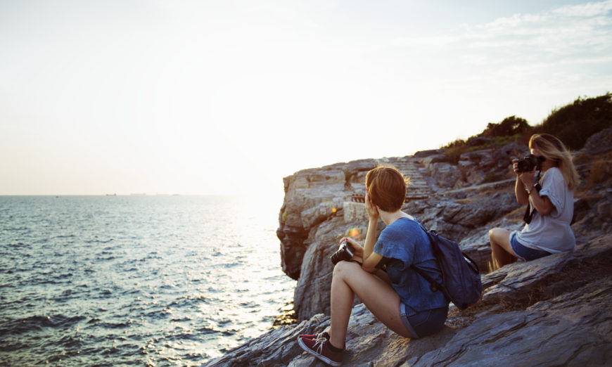 Shooting photos by the lake