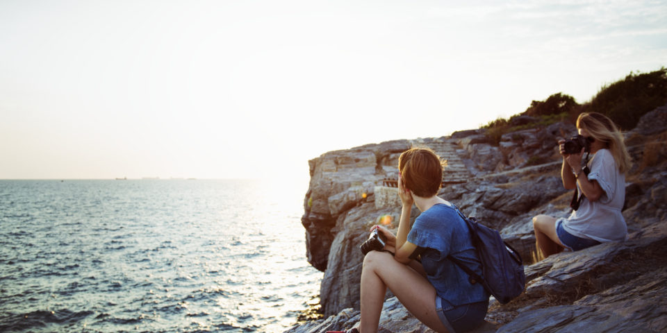 Shooting photos by the lake